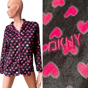 DKNY Velvety HEARTS Print PJ / Lounge TOP Size Small
